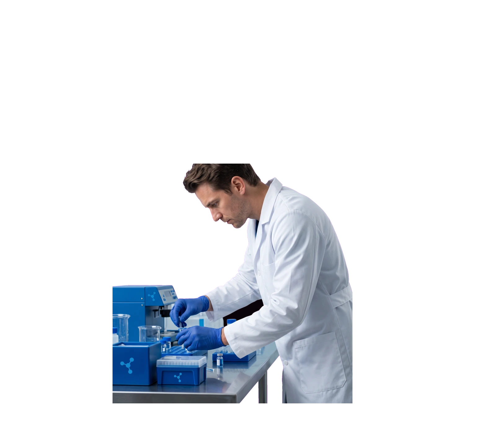 Analista de Exoma preparando muestras de la línea hormonal para su análisis